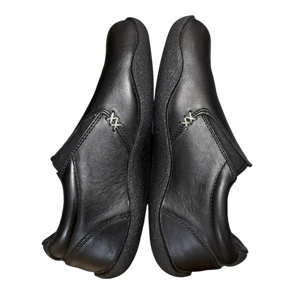 Kuru Kivi Women Black Comfort Leather Slip On Loafers Size 8 W Walking Workwear